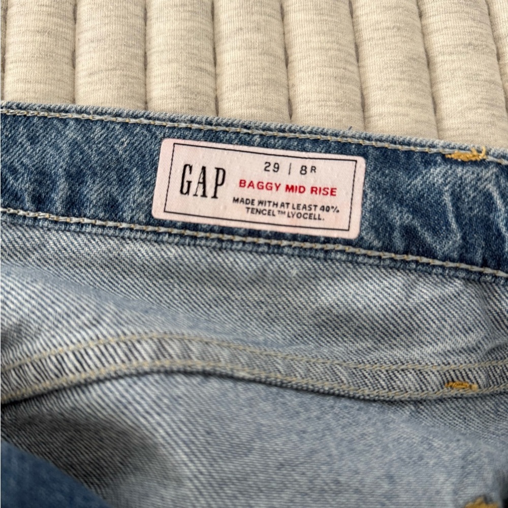 GAP Baggy Wide Leg Mid Rise Denim Jeans - Classic Blue 29 8R
